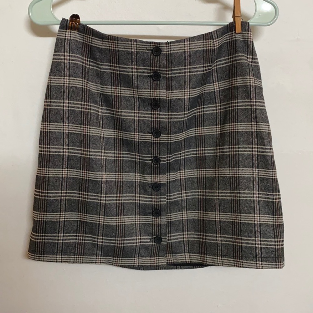 Gray plaid shirt skirt